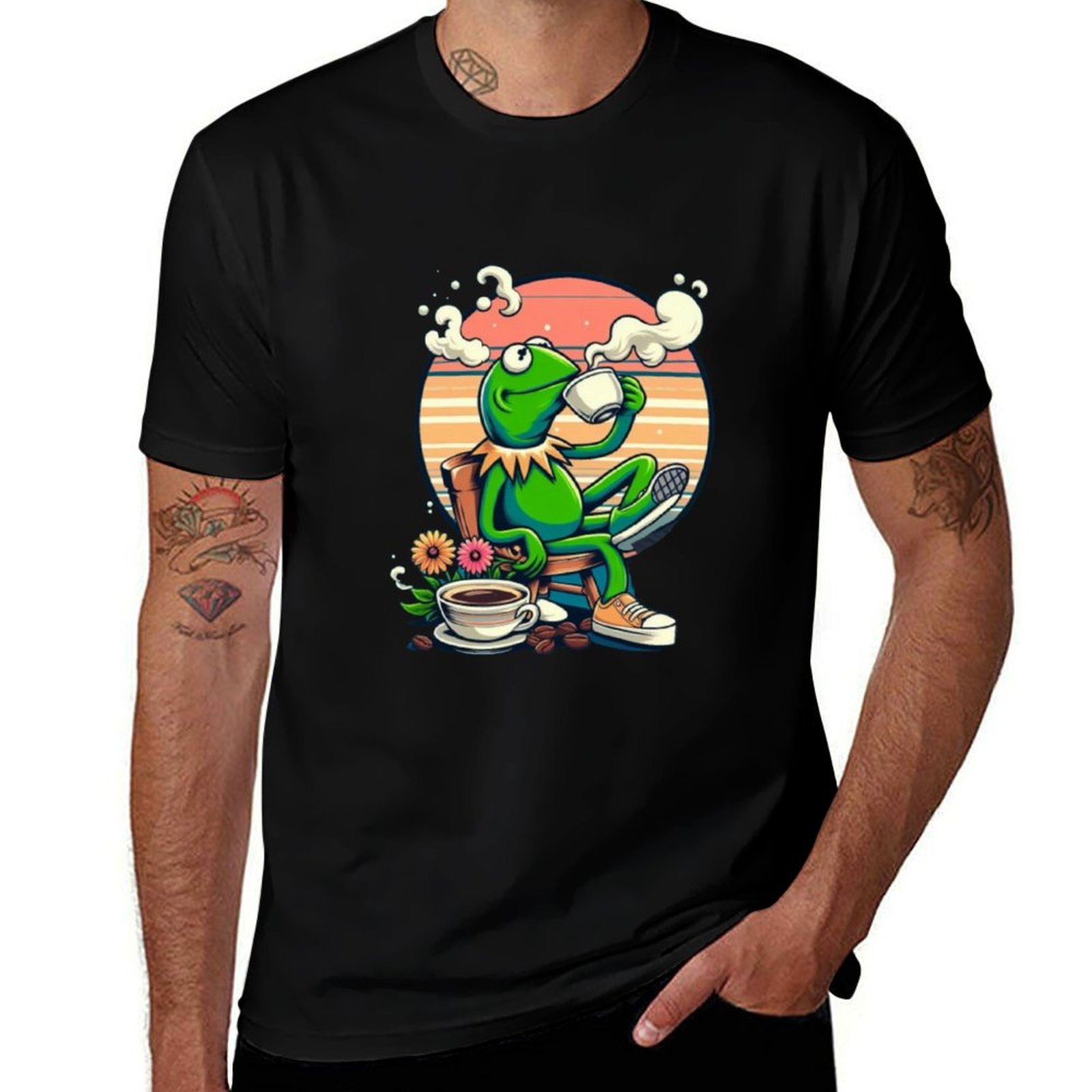 Coffee Tea Knits - Kermit Sipping Tea gif. Funny Kermit
