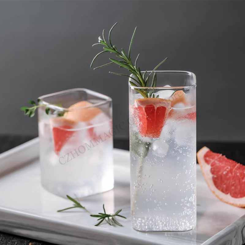 Juice Tea Coffee - 6/4/2/1Pcs Square Glass Cup Coffee Mug