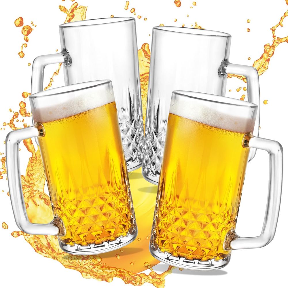 Mug Tea Coffee - 20 oz Heavy Glass Mugs Set