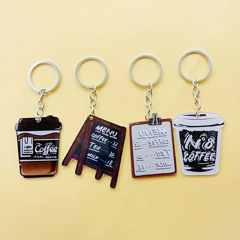 Coffee&Tea House Opinie - 8pcs acrylic coffee cup keychain, suitable
