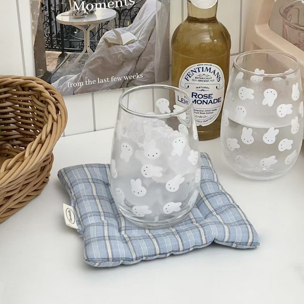 Cute Miffy Rabbit Printed Glas - Juice Tea Coffee 评论和价格