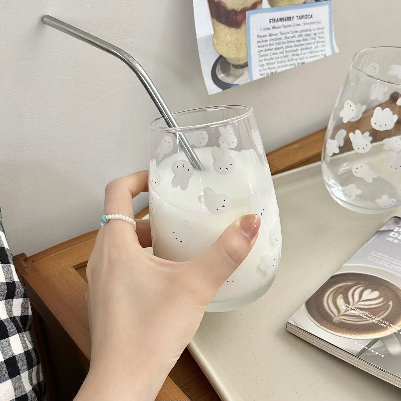 Cute Miffy Rabbit Printed Glas - Juice Tea Coffee 评论和价格