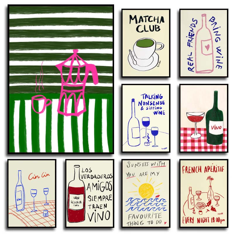 Colorful Drawings Abstract Art - Draw Coffee And Tea 评论和价格