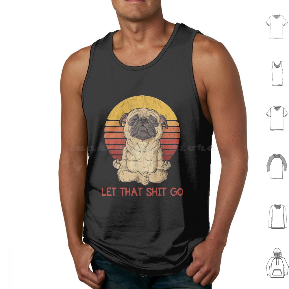 Vintage Pug Yoga Tank Tops Ves - Coffee Tea Knits 评论和价格