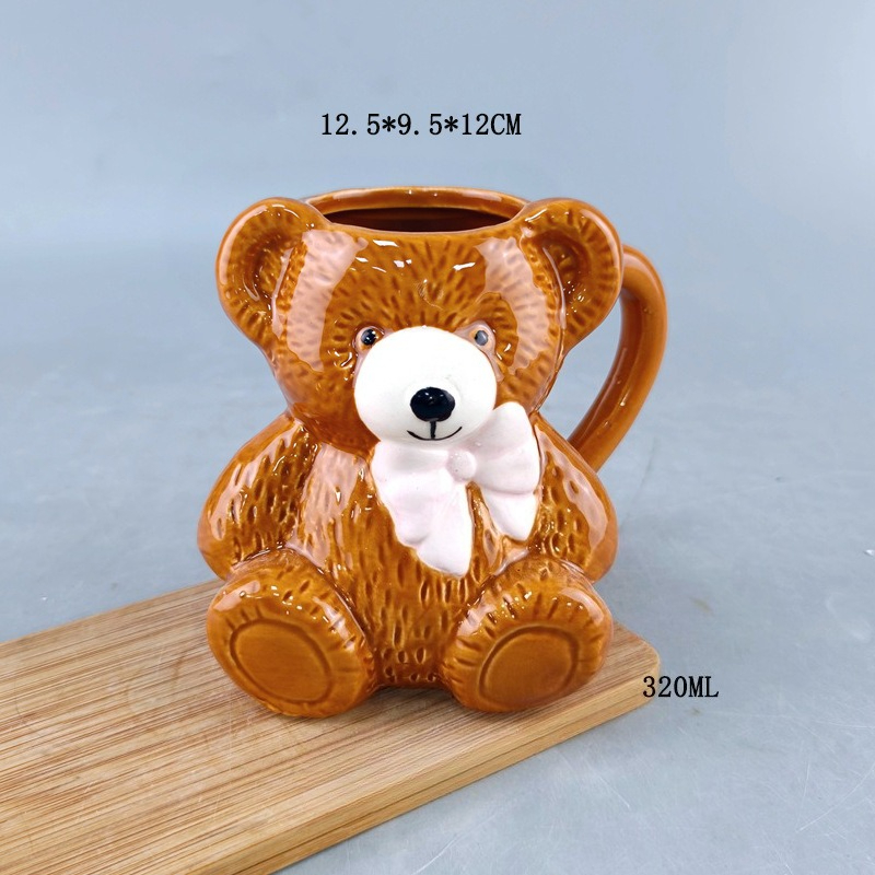 Pink Bowknot Brown Bear Cerami - Best Tea Coffee 评论和价格