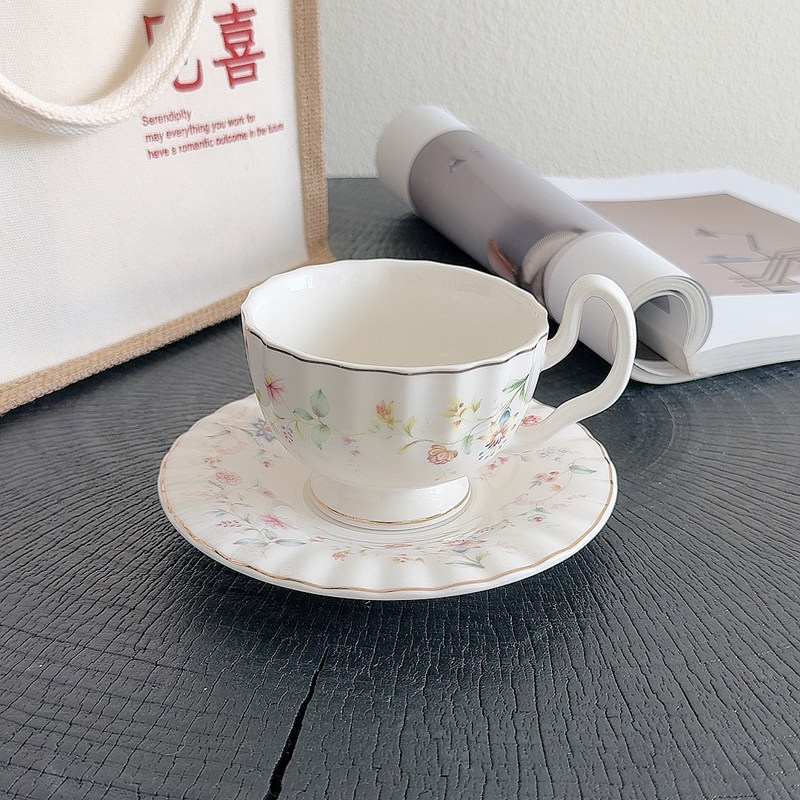 Gold-drawing Floral Print Coff - Draw Coffee And Tea 评论和价格