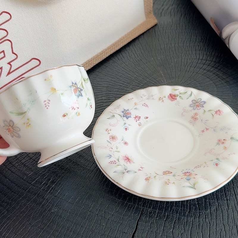 Gold-drawing Floral Print Coff - Draw Coffee And Tea 评论和价格
