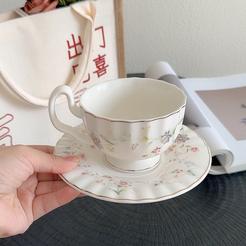 Gold-drawing Floral Print Coff - Draw Coffee And Tea 评论和价格