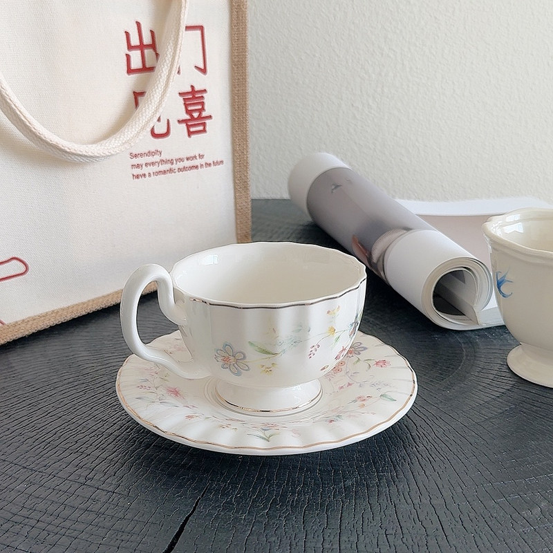 Gold-drawing Floral Print Coff - Draw Coffee And Tea 评论和价格