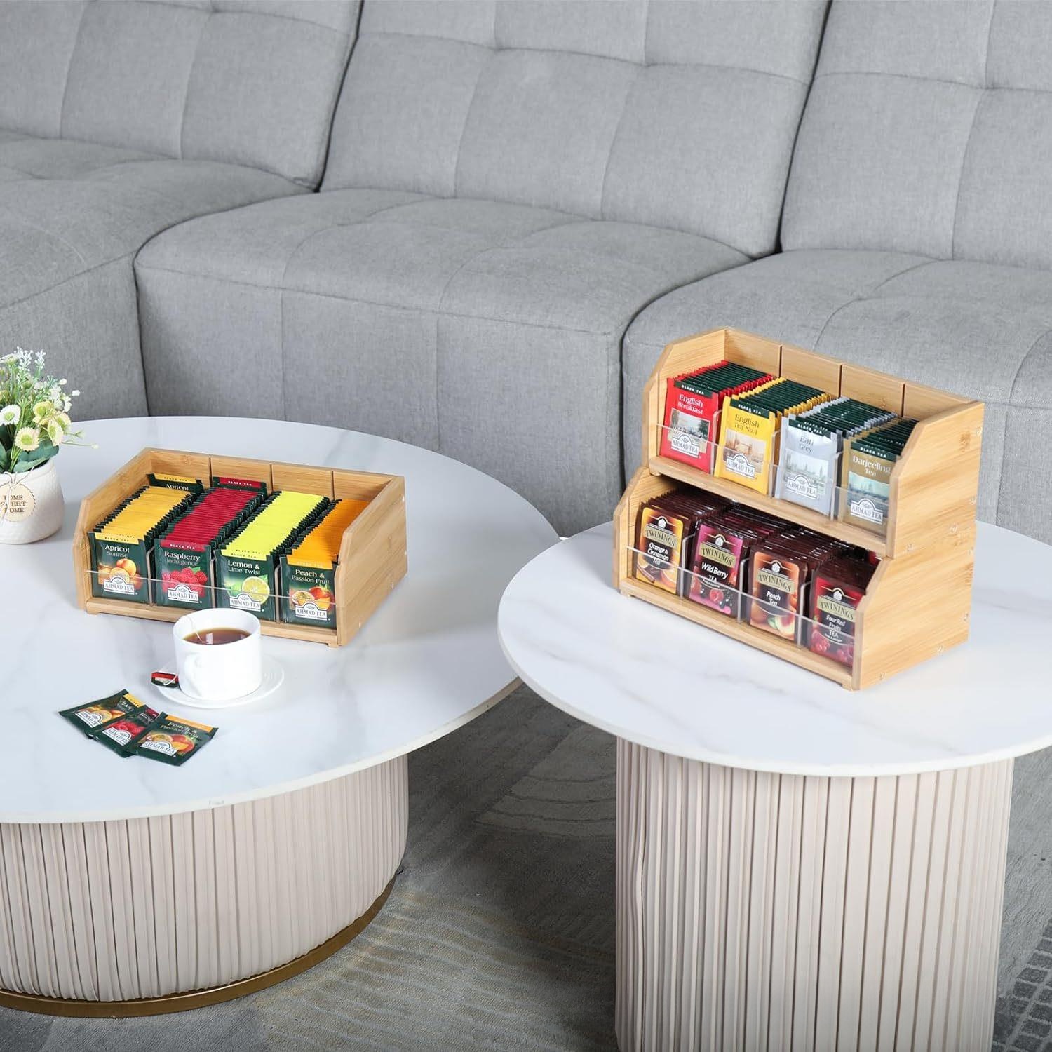 Bamboo Tea Bag Storage Box Thr - Coffee Tea Organizer 评论和价格
