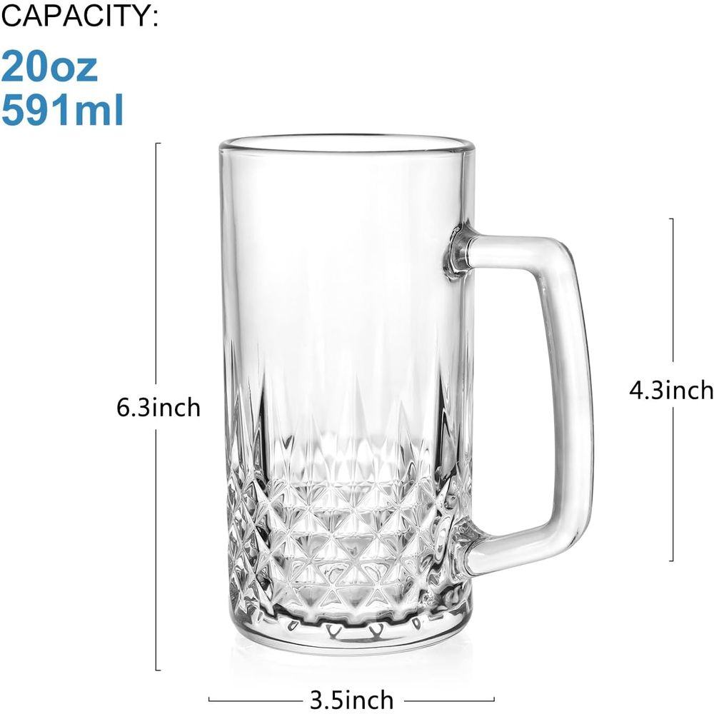 20 oz Heavy Glass Mugs Set of  - Mug Tea Coffee 评论和价格